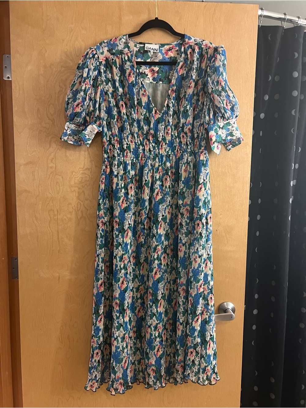 NWOT Ganni Floral Puff-Sleeve Midi Dress US SZ 34 US 4